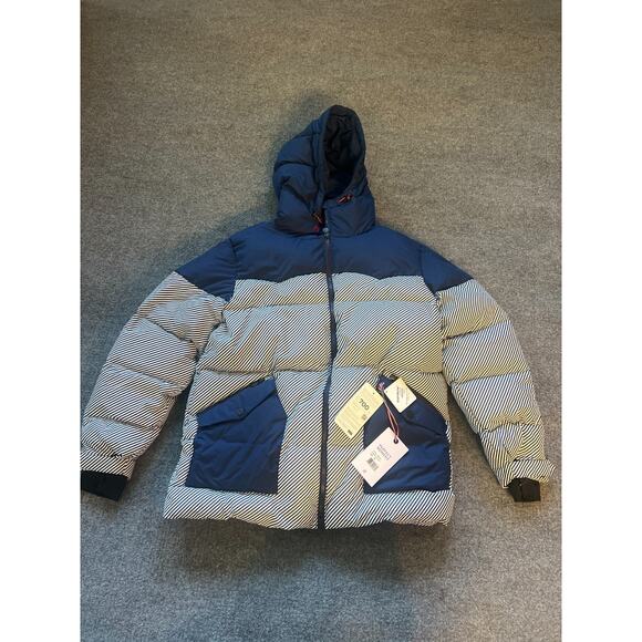 NWT Perfect Moment Womens Navy Pirtuk Striped Quilted Down Ski Jacket SZ XL New - Picture 8 of 13